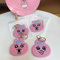 Cute Opanchu Usagi Mini Pocket Mirror Portable Silicone Keychain Travel Makeup Mirror Girls Bag Pendant Kawaii Creativity Gift