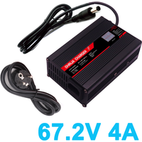 67.2 4A Ładowarka do akumulatorów litowo-jonowych, czarna, z wyświetlaczem LCD, wtyczka europejska, inteligentna ładowarka do akumulatorów 16S 60V do rowerów elektrycznych i skuterów, sprzedaż