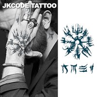 Viking Compass Tattoo - Celtic Compass - Mystical Protection Symbol Herbal Tattoo Sticker Roman Letters Devil Satan Dark J Street Hip-Hop Rock Style Herbal Temporary Tattoo Long-Lasting Waterproof 15