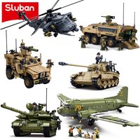 2026 Sluban Militär-Jahresneuheiten Baustein-Sammelset Klassische Panzer, Panzerfahrzeuge, Hubschrauber Modellspielzeug Geschenk