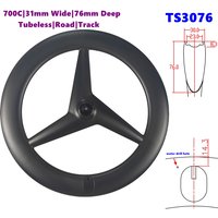 BIKEDOC TS3076 Gravel 3 Spoke Disc Brake Wheelset 700c Clincher & Tubeless Aero Road Carbon Rims Ratchet System Center Lock Hub