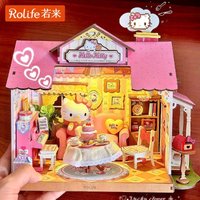 Rolife Original HelloKitty Series Assembled Toys Happy Party House Assembled Kitty Super Snack Shop Decoration Birthday Gift