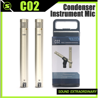 C02 Professional Condenser Small Diaphragm Instrument Recording Pencil Metal Microphone with Clip & Windscreen for Drum,Piano