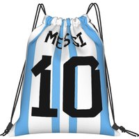Messis 10 Soccer Football Drawstring Backpack Sports Gym Bag Water Resistant Lionel Football Argentina String Sackpack for Yoga