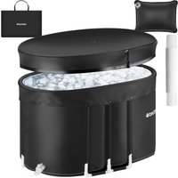 old Plunge Tub with Cover & Stable Aluminium Frame, Ice Plunge Pool for Water Therapy & Recovery - 105 x 70 x 66 cm