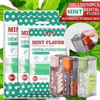 【 Automatic Floss Storage Box 】 Ultra Fine Peppermint Dental Floss Stick - Disposable Dental Floss Automatic Pop-up Storage Box