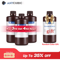 ANYCUBIC 3D-Druckerharz. Kaufen Sie 3 kg. Erhalten Sie 4 kg Standardharz. Wasserwaschharz. ECO-Harz für SLA-LCD. Robustes 3D-Druckharzmaterial