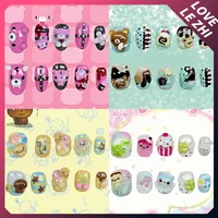 Y2K Cartoon Rilakkuma Handmade Short Square Round Reusable False Nails Four-Leaf Clover Musical Notes Cake Wings Press On Nails