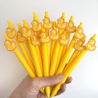 10Pcs Back to School Yellow Duck Gel Pens, Cute Retractable Click Pens Black Ink for Office School Supplies