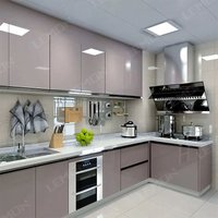 Popular Pvc Household Kitchen Cabinet Wood Custom Plywood High-gloss Luxury Modern Kitchen Cabinet Design