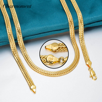 Hip Hop Chain Neck Choker Jewelry for Men Boy 18k Gold Plated Minimalist Long Necklace Italian Man Birthday Party Gift Wholesale
