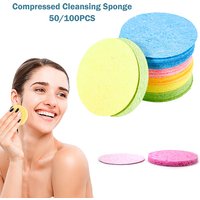 Éponge de nettoyage du visage en Cellulose naturelle compressée, 50/100 pièces, démaquillage, brosse de lavage du visage en coton, outils de soins de la peau