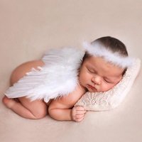 Neues handgefertigtes Blumen-Stirnband mit Engelsflügeln aus Federn, Baby-Fotografie-Requisiten, Baby-Modeanzug, Geburtstagsparty-Kleid, Geschenk