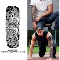 Dragon Full Arm Waterproof Temporary Tattoo Sticker, Long-lasting for 1-2 weeks, Realistic Semi-Permanent Fake Tattoo