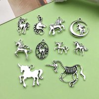 10pcs Vintage Unicorn Design Charms Alloy Animal Pendants for DIY Bracelets Necklaces Jewelry Making Accessories
