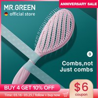 MR.GREEN Hollow Out Hair Brush Scalp Massage Combs Hair Styling Detangler Fast Blow Drying Detangling Tool Wet Dry Curly Hair