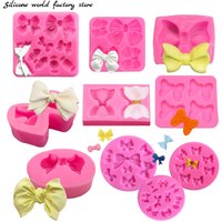 Silicone World Bowknot Cake Silicone Mold Cute Bow Molds DIY Fondant Chocolate Baking Tool Resin Art Mould Decoration Pastry