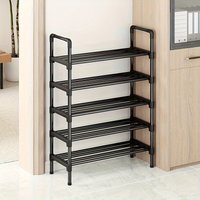 Narrow Stackable 5 Tier Minimalist Shoe Rack Space Saving Design for Entryway Closet Bedroom Floor Adult Daily Shoe Organizer