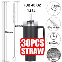 30cm Replacement Long Transparent Straw Compatible with Stanley 40/30 oz Cup Tumbler,for Stanley Clear Straws With Brush
