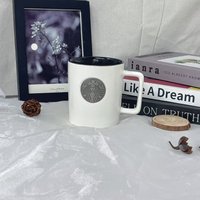 Starbucks 450ml Black & White Ceramic Mug with Metal Siren Logo, Coffee Cup