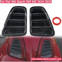 1Pair Carbon Fiber Look Rear Tail Light Cover Decorative Sticker for Fiat 500 Abarth 595 695 2016-2024 Glossy Black