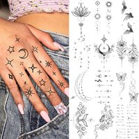 1 Sheet Bat Crescent Butterfly Chain Temporary Tattoos For Women Finger Neck, Fake Tattoo Stickers Long Lasting Realistic Tatoos