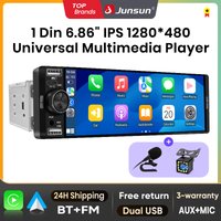 Autoradio Junsun 1 Din, CarPlay sans fil, Android Auto, lecteur MP5, écran HD 6,86 pouces, prise USB de type C universelle, FM, BT, autoradio
