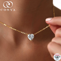 COSYA 1/2/3CT Heart Cut Moissanite Pendant Necklace For Woman S925 Silver 18K Gold Lab Diamond Solitaire Neckchain Fine Jewelry