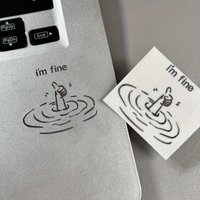 I'M Fine Funny Sarcastic Metal Stickers - Waterproof Glossy Paper Laptop Stickers, Humorous "I'M Fine" Design, Disposable Easy-To-Tear DIY Technology Accessories