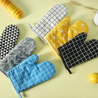 Cotton and linen baking gloves, microwave oven and oven heat insulation and heat-resistant hand covers, hand protection