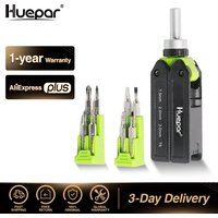 Huepar Multi-Bit Ratchet Precision Screwdriver Set 8-in-1 Quick-load Mechanism Screwdriver Kit Folding Repair Tool For Phones PC