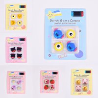 4pcs Cute Cartoon Thumb Grip Stick Cap For Nintendo Switch Oled Lite Joy Con Controller Soft Silicone Joystick Cover Accessories