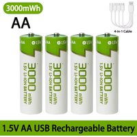 Long-Lasting AA 1.5V USB Rechargeable Battery 3000mWh High Capacity AA Lithium-ion Batteries for Camera Remote Control Mouse Toy