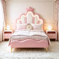 Lit élégant pour filles, 90 x 200 cm, lit simple, lit de princesse, 140 x 200 cm, lit rembourré avec tête de lit et sommier à lattes, lit pour adolescents, sans matelas.