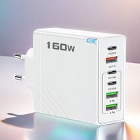 160W 6 Ports Fast Charger USB Type C Quick Mobile Phone Charger EU US UK Plug Charger Adapter For iPhone 16 Pro Samsung Xiaomo