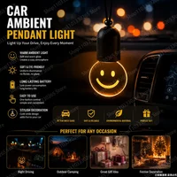 Car Ambient Pendant Light, Smiley Face Design, Soft Warm Light, Easy One-Button Control, for Cars, Camping & Gifts