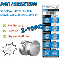2-10PCS AG1 LR621 364 V364 164 531 SR621 SR621SW SR60 CX60 1.55V Alkaline Battery For Watch Car Key Remote Toy Button Coin Cell