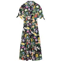 Floral Print Midi Dress With Belt for Women Spring Fashion Short Sleeve Long Dress Casual Button Female Beach Style Dresses
