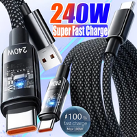 240W QC 3.0 USB To Type C Super Fast Charging Cable LED Digital Display Phone Charger Data Cord For Samsung Xiaomi Huawei OPPO