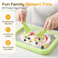 DIY Ice Cream Maker Yogurt Maker Machine Child's Homemade Cream Sorbet Gelato,Household Rolled Ice Cream Maker With 2 Spatulas