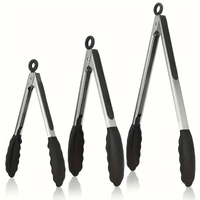1/2 Pack Black Kitchen Tongs Premium Silicone Non-Stick Stainless Steel BBQ Cooking Grilling Locking Food Tongs 9-Inch & 12-Inch
