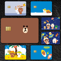 Lines Friends Brown Bear Poster Fashion Waterproof Scratch Pattern New Stickers Decoration 4 PCS Card Cover