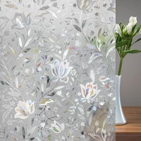 Decorative Stained Glass Window Privacy Film, Static Cling Sun Blocking Frosted Cover for Home Door, Rainbow Tulip Design