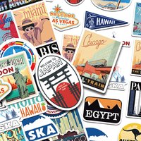 30pcs Retro Travels Sticker Pack Decals For Phone Laptop Scrapbook Suitcase DIY Aesthetic Waterproof Stickers Creative Gifts