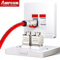 AMPCOM Wall Faceplate with CAT7 10Gbps STP Keystone Jack, RJ45 Self-Locking Zinc Alloy Module With 86mm Wall Plate