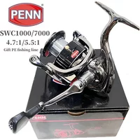 PENN High Performance Fishing Reel, SWC1000-5000 Series , 12+1 Bearings, 4.7:1/5.5:1 Gear Ratio,Gift PE Fishing Line
