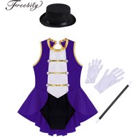 Girls Clown Outfits Cosplay Dance Leotard Drum Majorette Halloween Carnival Performance Ringmaster Fancy Dress Circus Costume