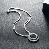 Charm 925 Sterling Silver necklaces for Women Classic fashion Jewelry 18 Inches Chain circle pendant Party Christmas Gifts