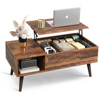 Lift Top Coffee Table, 100cm Multifunctional Storage Table with Hidden Compartment, Convertible Dining amp Workspace for Living