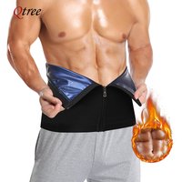Qtree Waist Trimmer for Men Zipper Weight Loss Strap Stomach Waist Trainer Corset Sweat Workout Body Shaper Slimming Sauna Belt